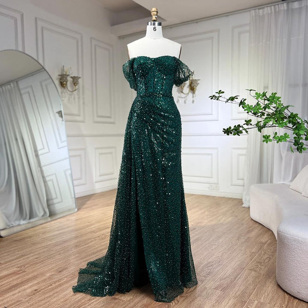 Sheath/Column Strapless Evening Dresses Floor-length Long Prom Party Dress With Sequins BabaMila