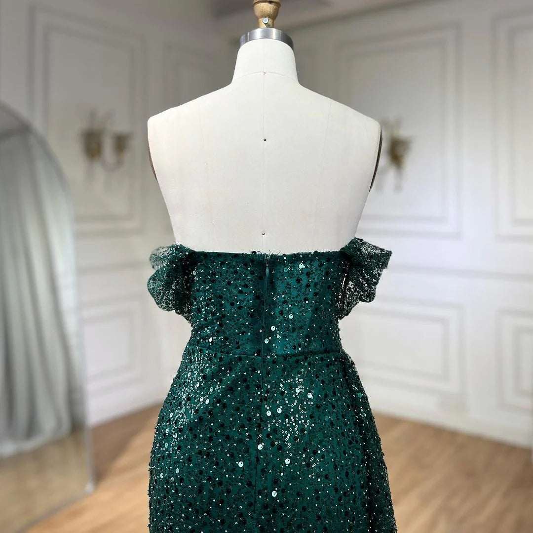 Sheath/Column Strapless Evening Dresses Floor-length Long Prom Party Dress With Sequins BabaMila