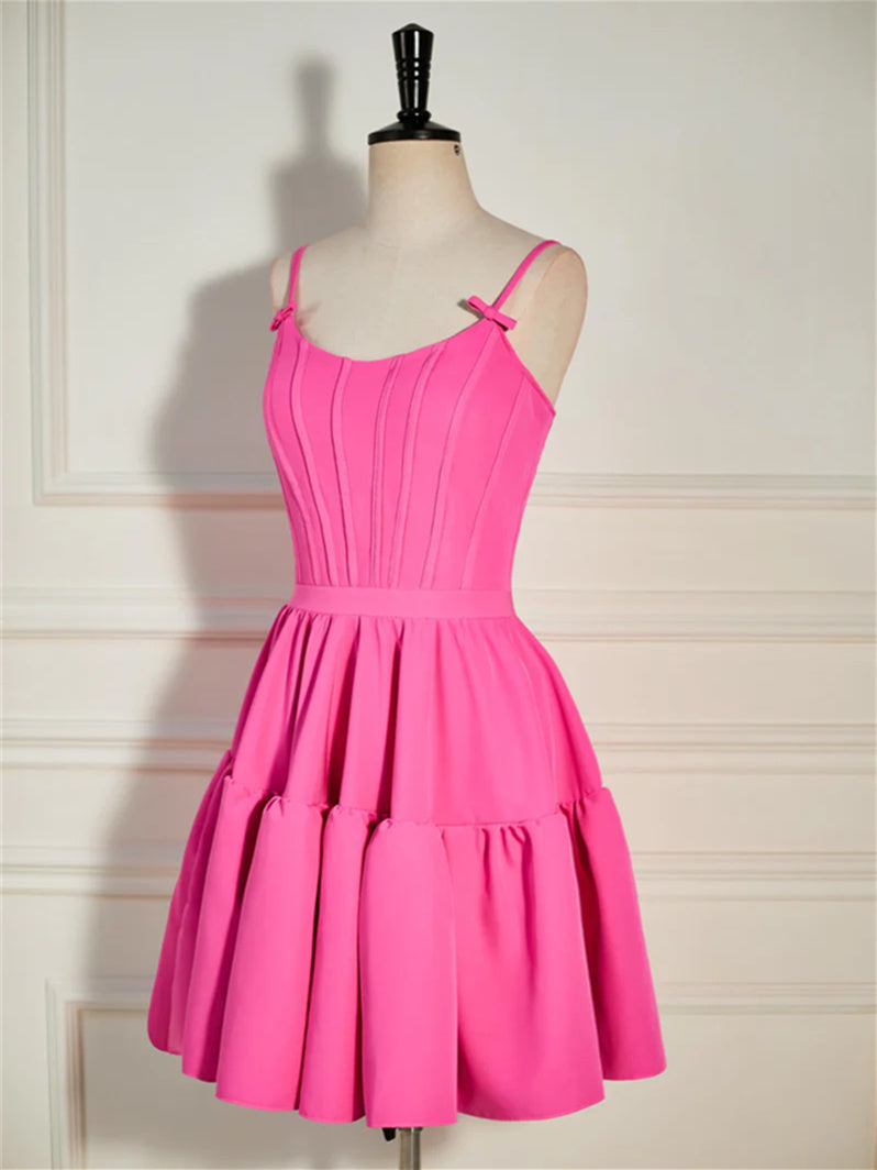 A-Line/Princess Scoop Sleeveless Short/Mini Party Dance Cocktail Homecoming Dress With Ruffles BabaMila