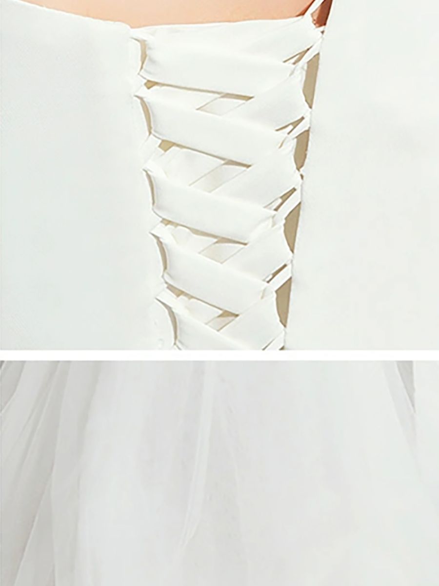 3/4 Sleeves One-Shoulder White Tulle Elegant Wedding Pant Suit Styles BabaMila