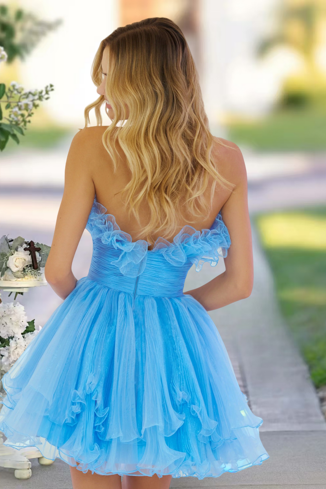 Sheath/Column Straight Blue Short Homecoming Dress/Cocktail Dress With pleated Homecoming Dress BabaMila