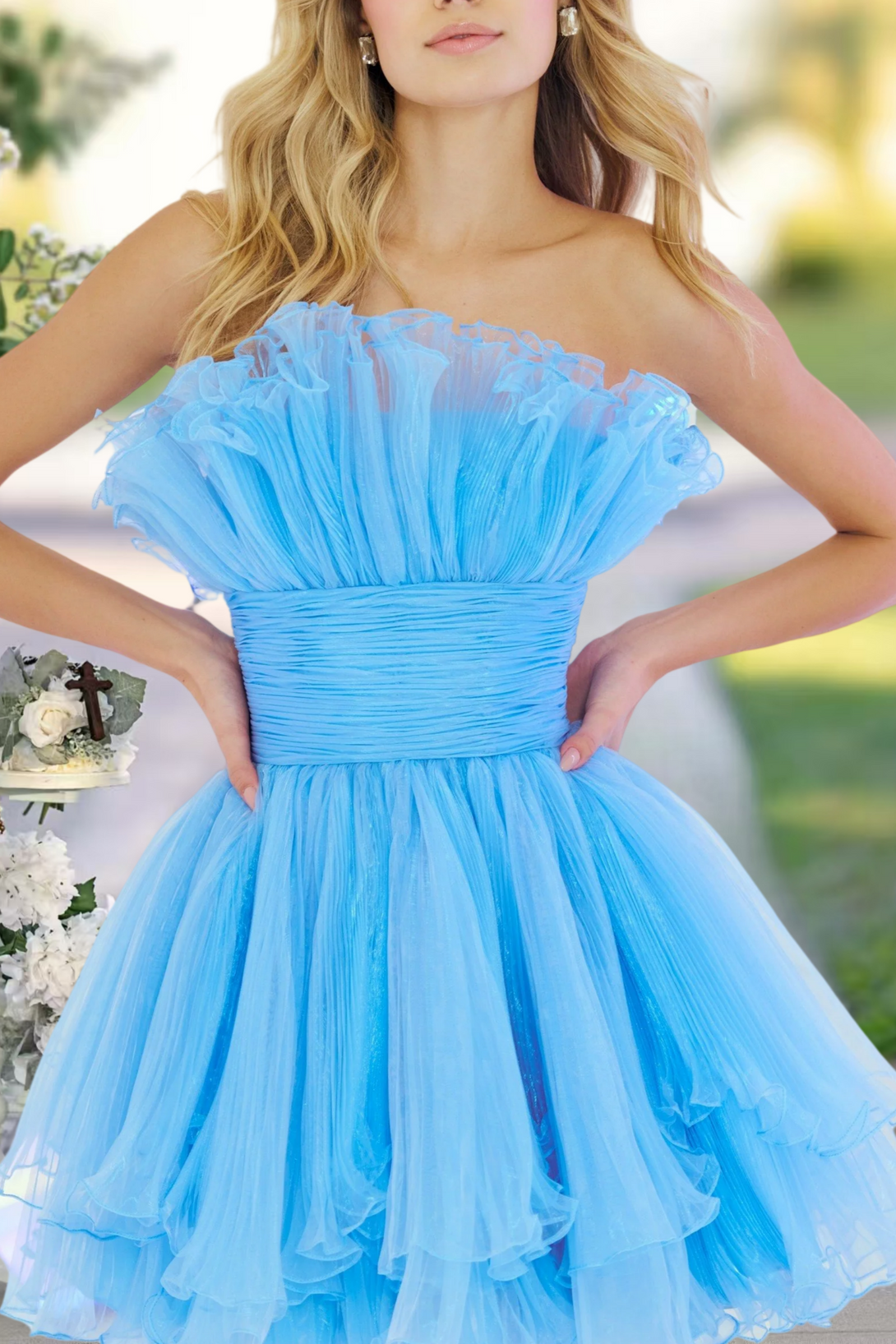 Sheath/Column Straight Blue Short Homecoming Dress/Cocktail Dress With pleated Homecoming Dress BabaMila