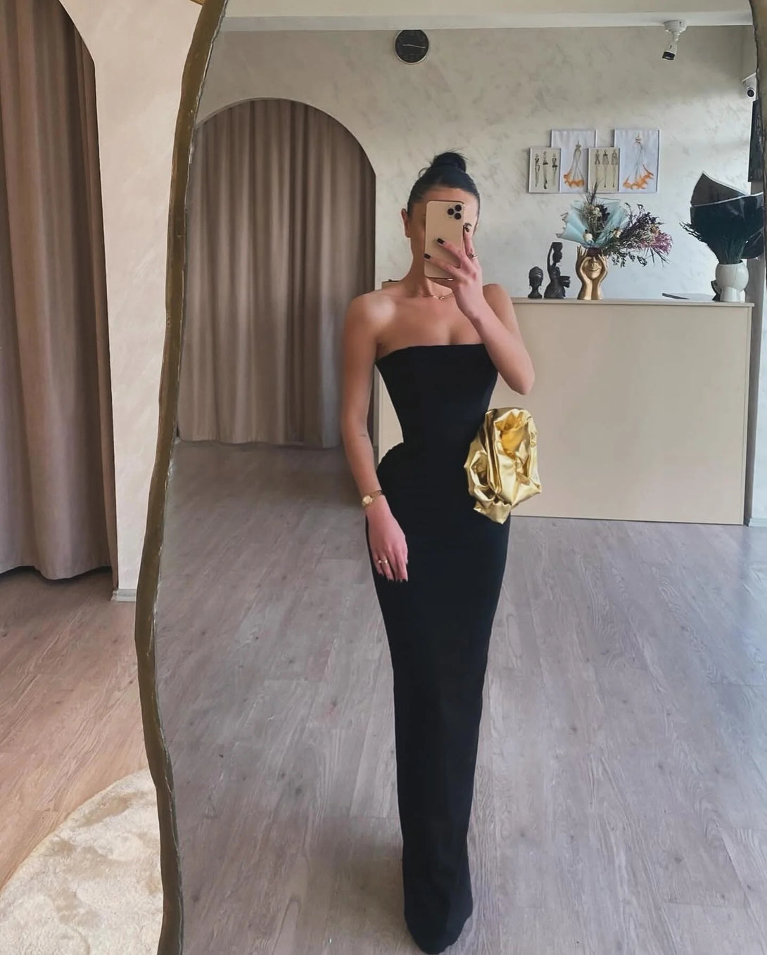 Sheath/Column Strapless Sleeveless Floor-Length Long Evening Dresses With Sash BabaMila