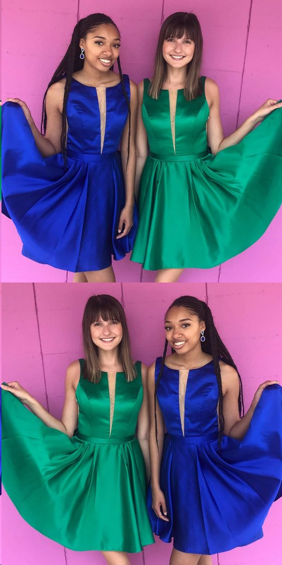 Cheap Homecoming Dresses A Line Royal Blue Short Prom Dress Yellow Party Dress Homecoming Dress BabaMila