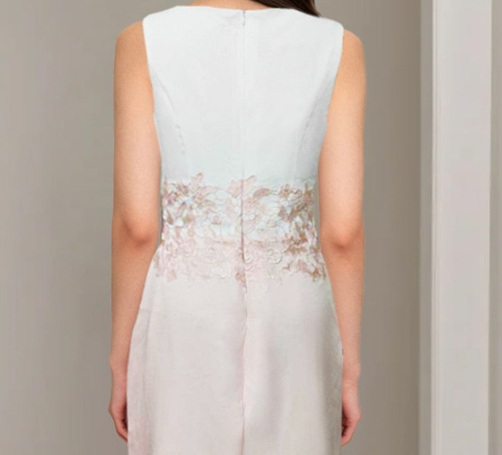 2 Pieces Round Neck Tea-Length Mother Of The Bride Dresses With Jacket & Lace Appliques BabaMila