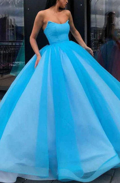 Ball Gown V-Neck Floor-length Long Prom Dresses With Belt BabaMila