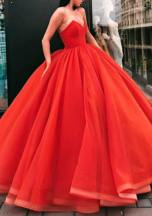 Ball Gown V-Neck Floor-length Long Prom Dresses With Belt BabaMila