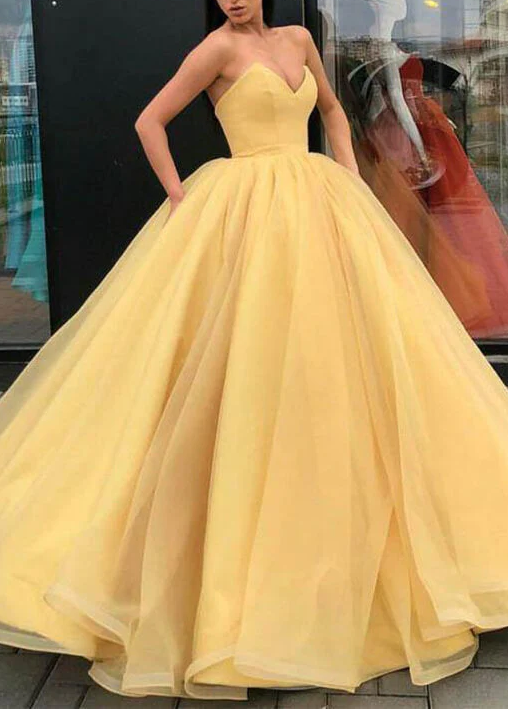 Ball Gown V-Neck Floor-length Long Prom Dresses With Belt BabaMila