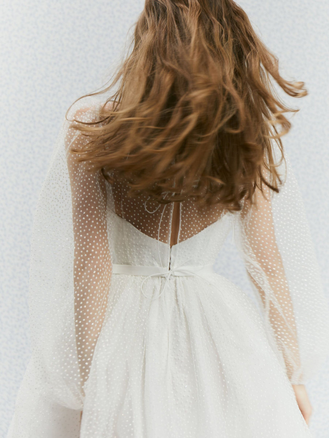 A-Line/Princess Sweetheart Long Sleeves Short/Mini Wedding Dress with Dot Sequins BabaMila