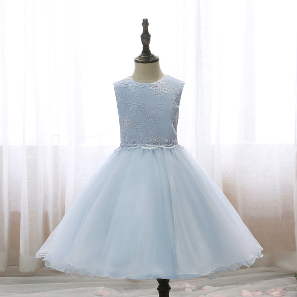Scoop Neck Sleeveless Knee-Length Lace/Satin/Tulle Holiday＆Christmas Dresses With Belt Girls Gidiondress