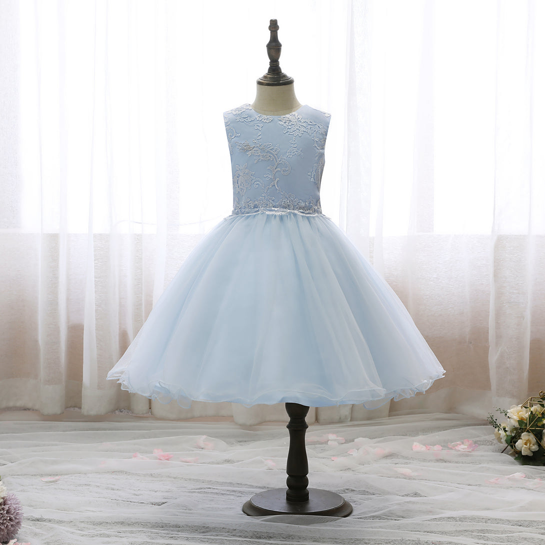 Scoop Neck Sleeveless Knee-Length Lace/Satin/Tulle Holiday＆Christmas Dresses With Belt Girls Gidiondress