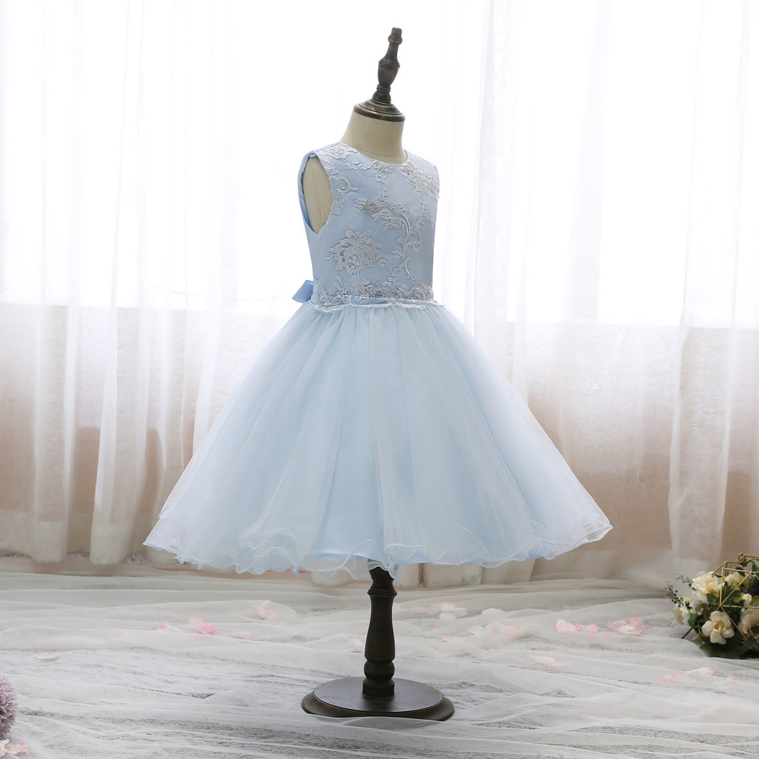 Scoop Neck Sleeveless Knee-Length Lace/Satin/Tulle Holiday＆Christmas Dresses With Belt Girls Gidiondress