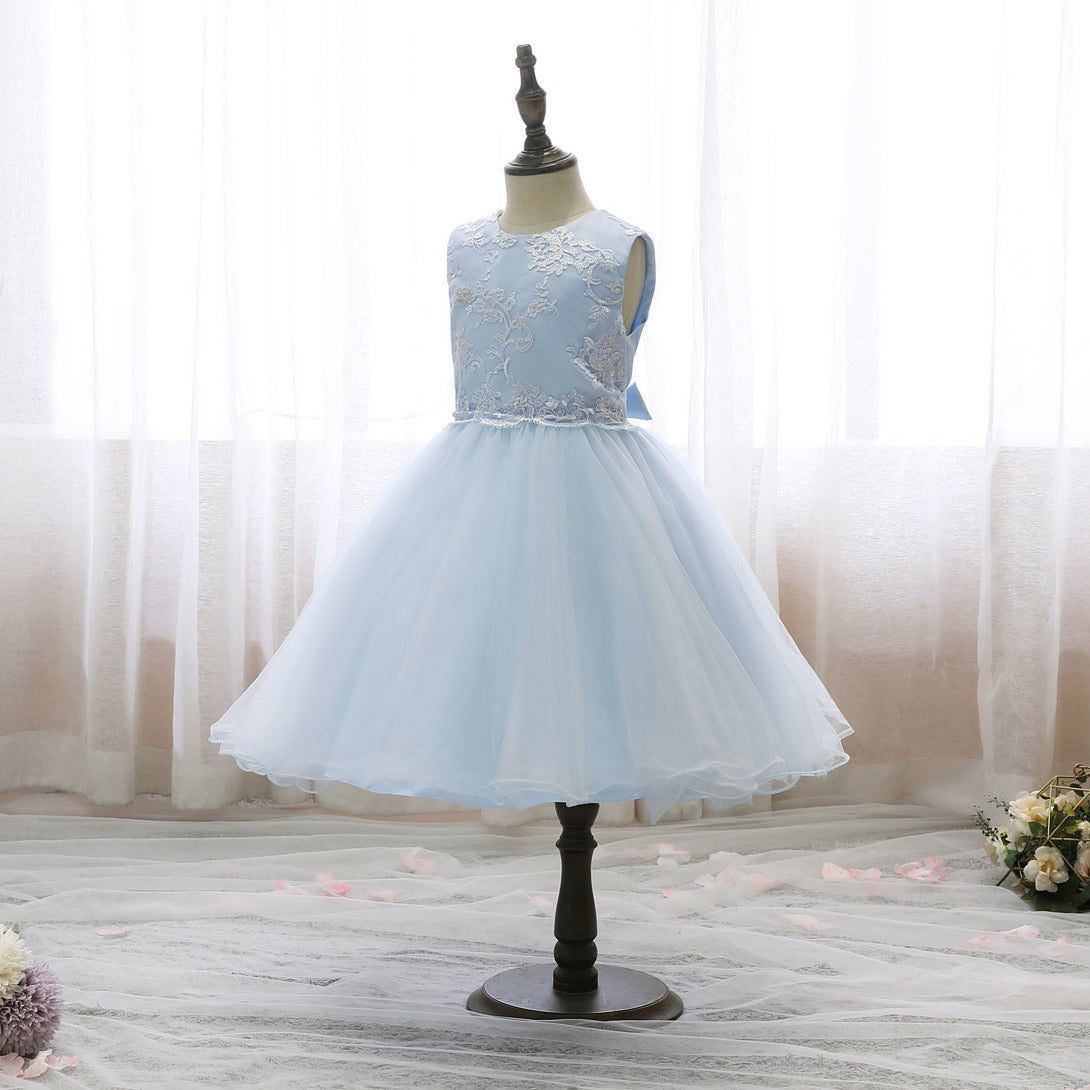 Scoop Neck Sleeveless Knee-Length Lace/Satin/Tulle Holiday＆Christmas Dresses With Belt Girls Gidiondress