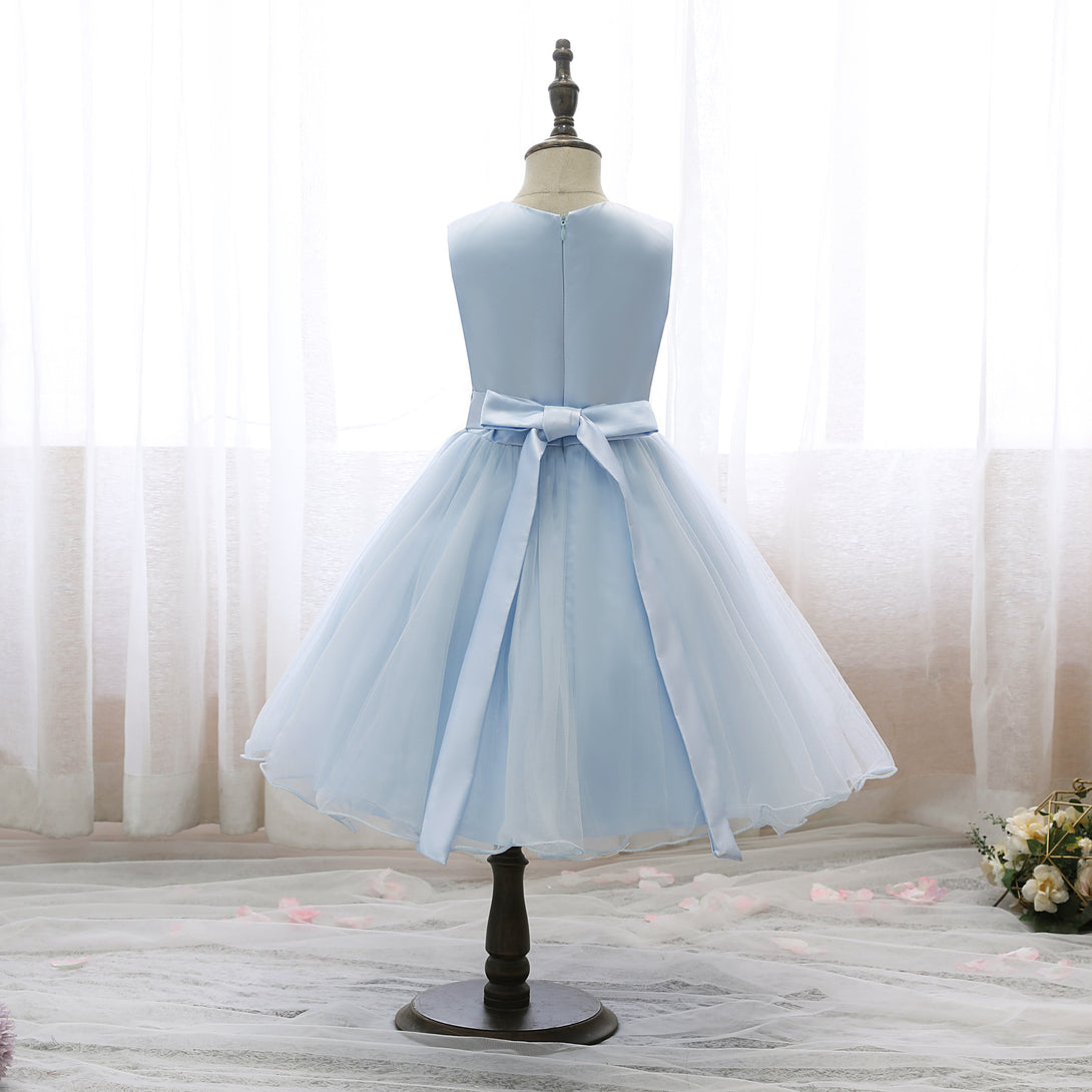 Scoop Neck Sleeveless Knee-Length Lace/Satin/Tulle Holiday＆Christmas Dresses With Belt Girls Gidiondress