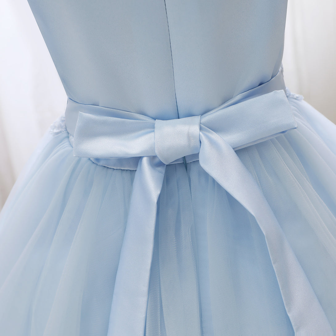 Scoop Neck Sleeveless Knee-Length Lace/Satin/Tulle Holiday＆Christmas Dresses With Belt Girls Gidiondress