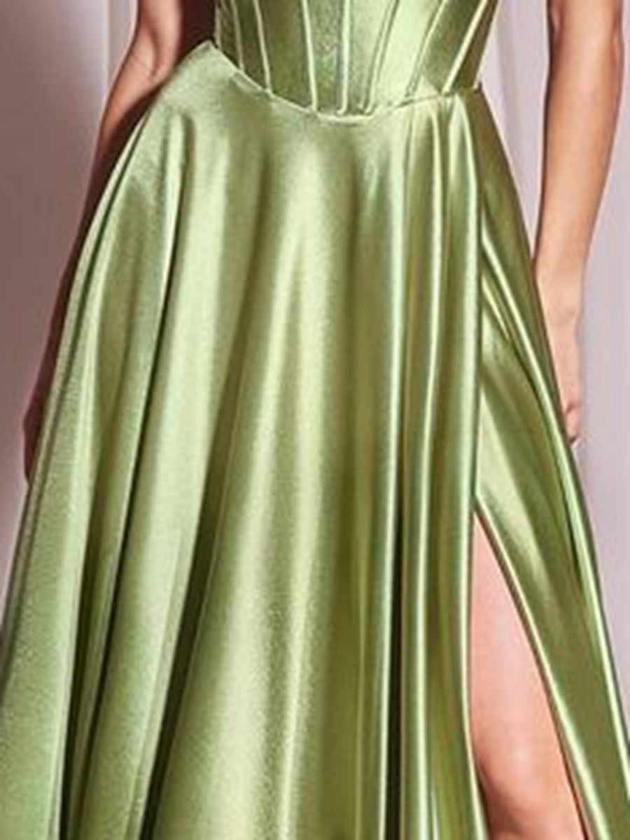 A-Line/Princess Strapless Sweetheart Sleeveless Prom Dresses with Ruffle/Split Front BabaMila