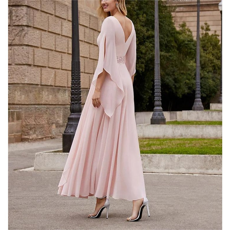 A-Line/Princess Scoop Neck 3/4 Length Sleeve Ankle-Length Mother Of The Bride Dresses With Sequin BabaMila