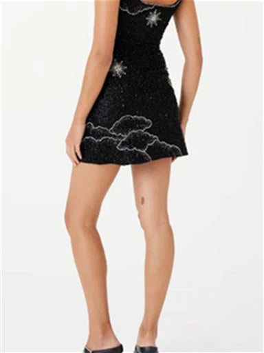 A Line/Princess Square Neck Sleeveless Short/Mini Midnight Homecoming Dress BabaMila