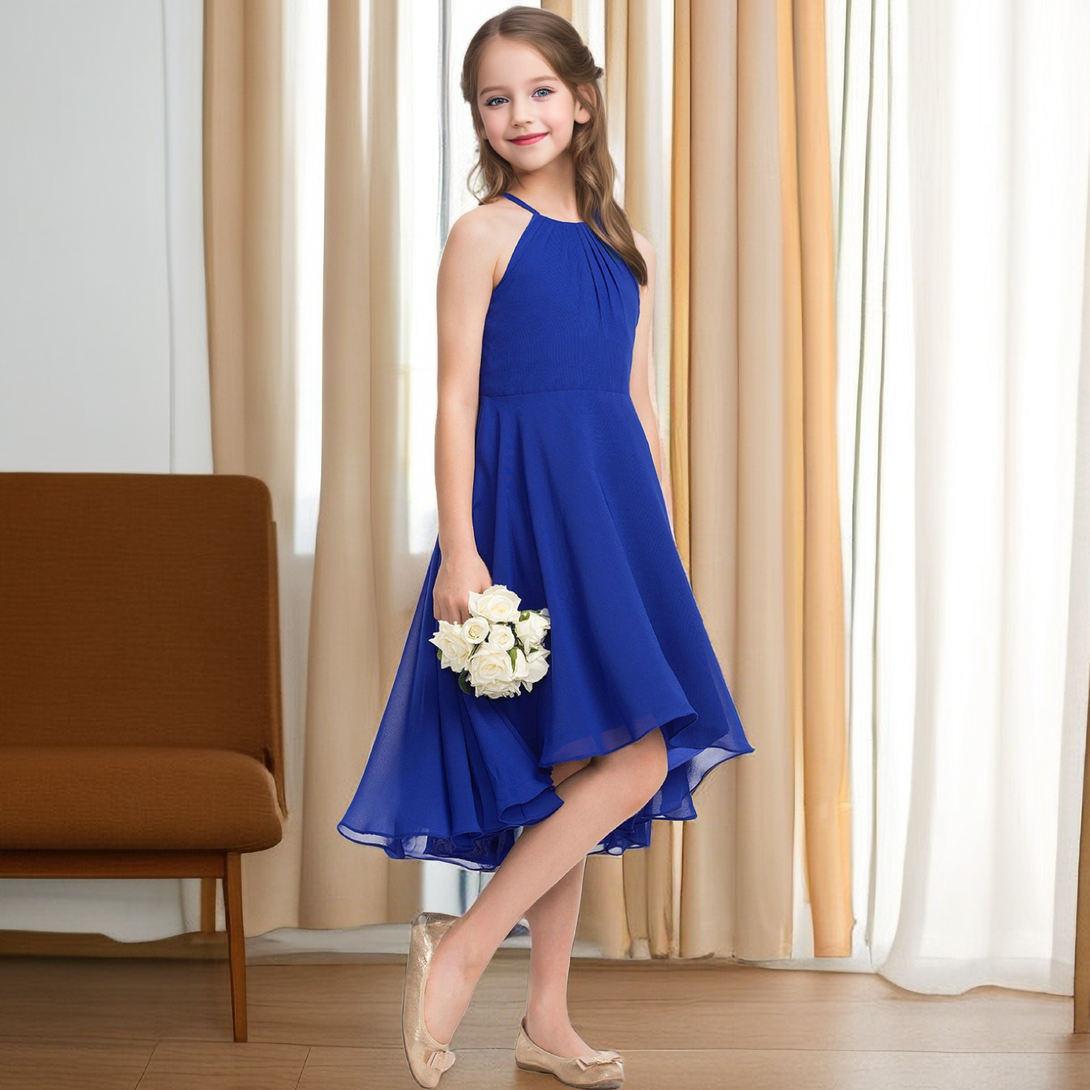 Asymmetrical Chiffon Junior Bridesmaid Dress/Girls Birthday Dresses Girls Gidiondress