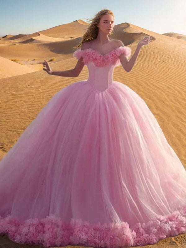 Ball Gown Off-the-Shoulder Sleeveless Gorgeous Wedding Dress with Embroidery BabaMila