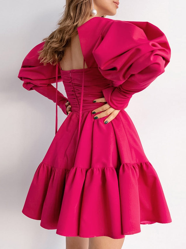 A Line/Princess Square Neck Long Sleeves Short/Mini Party Dance Cocktail Homecoming Dress BabaMila