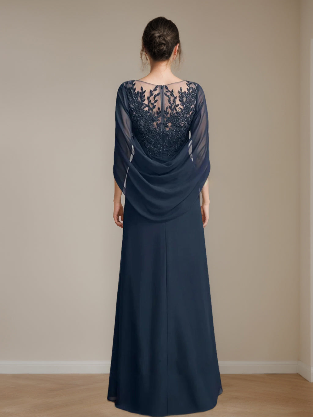 A-Line/Princess Scoop Floor-Length Mother Of The Bride Dresses With Pleated & Sequins BabaMila