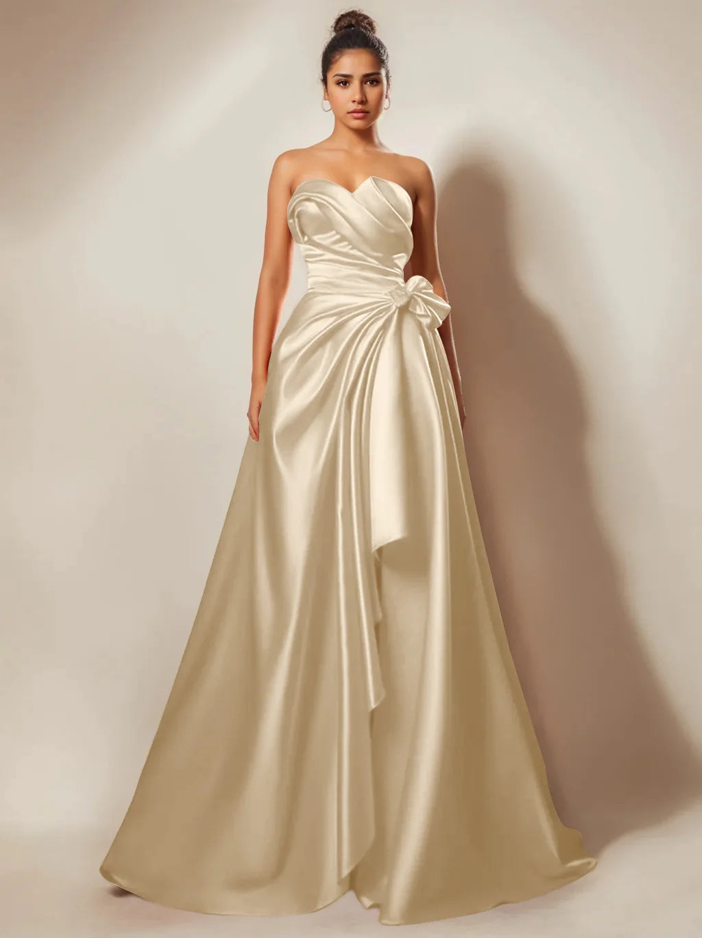 A-Line/Princess Evening Dresses Strapless Sweetheart Floor-Length Prom Party Dresses With Ruched & Split Side BabaMila