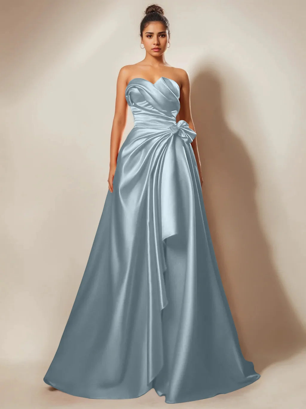 A-Line/Princess Evening Dresses Strapless Sweetheart Floor-Length Prom Party Dresses With Ruched & Split Side BabaMila