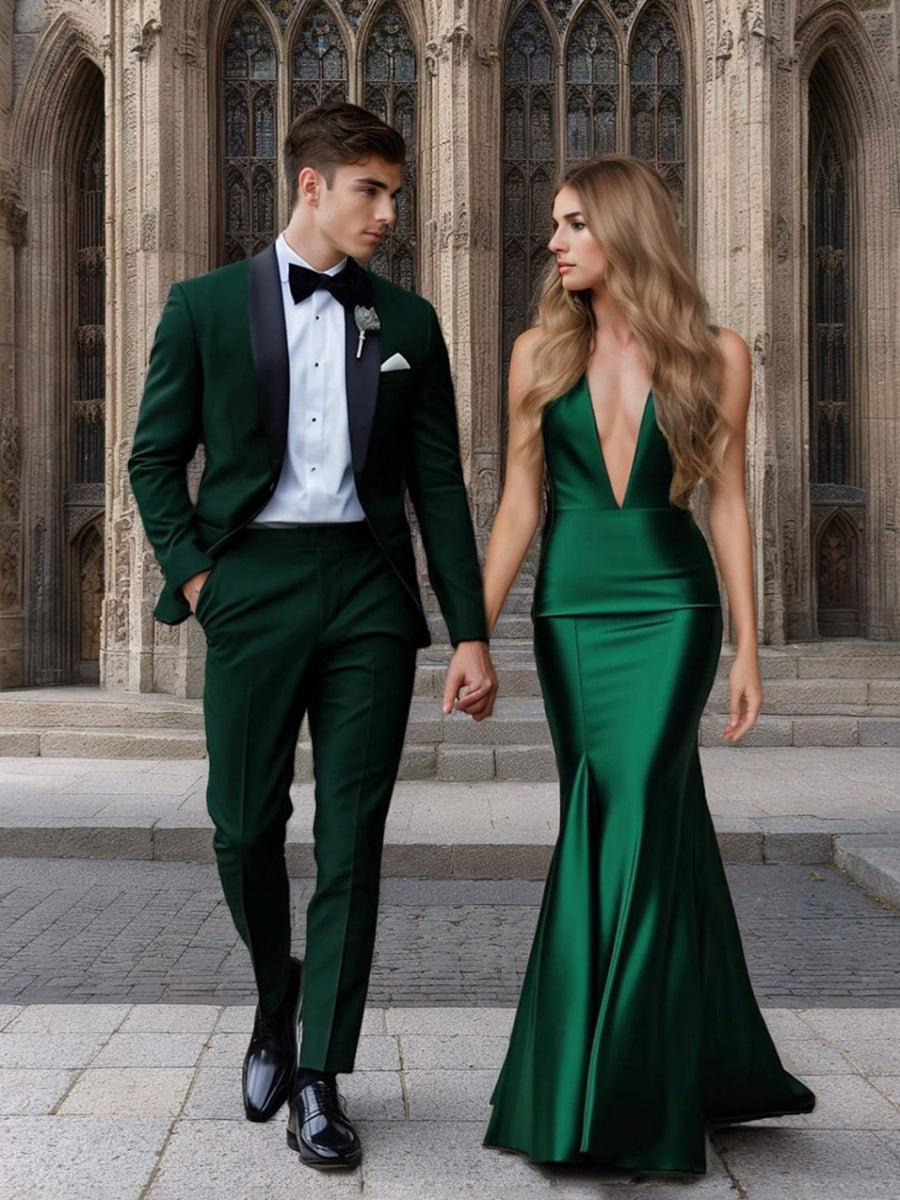 Trumpet/Mermaid Halter/V-Neck Sleeveless Floor-Length Gorgeous Prom Dresses BabaMila