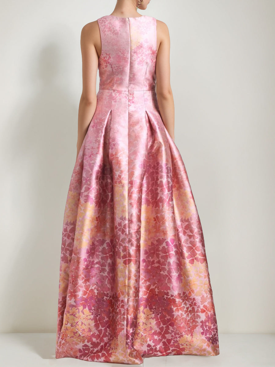 A-Line/Princess V-Neck Sleeveless Printed Floral Mother Of The Bride & Groom Dresses With High Split & Pocket BabaMila