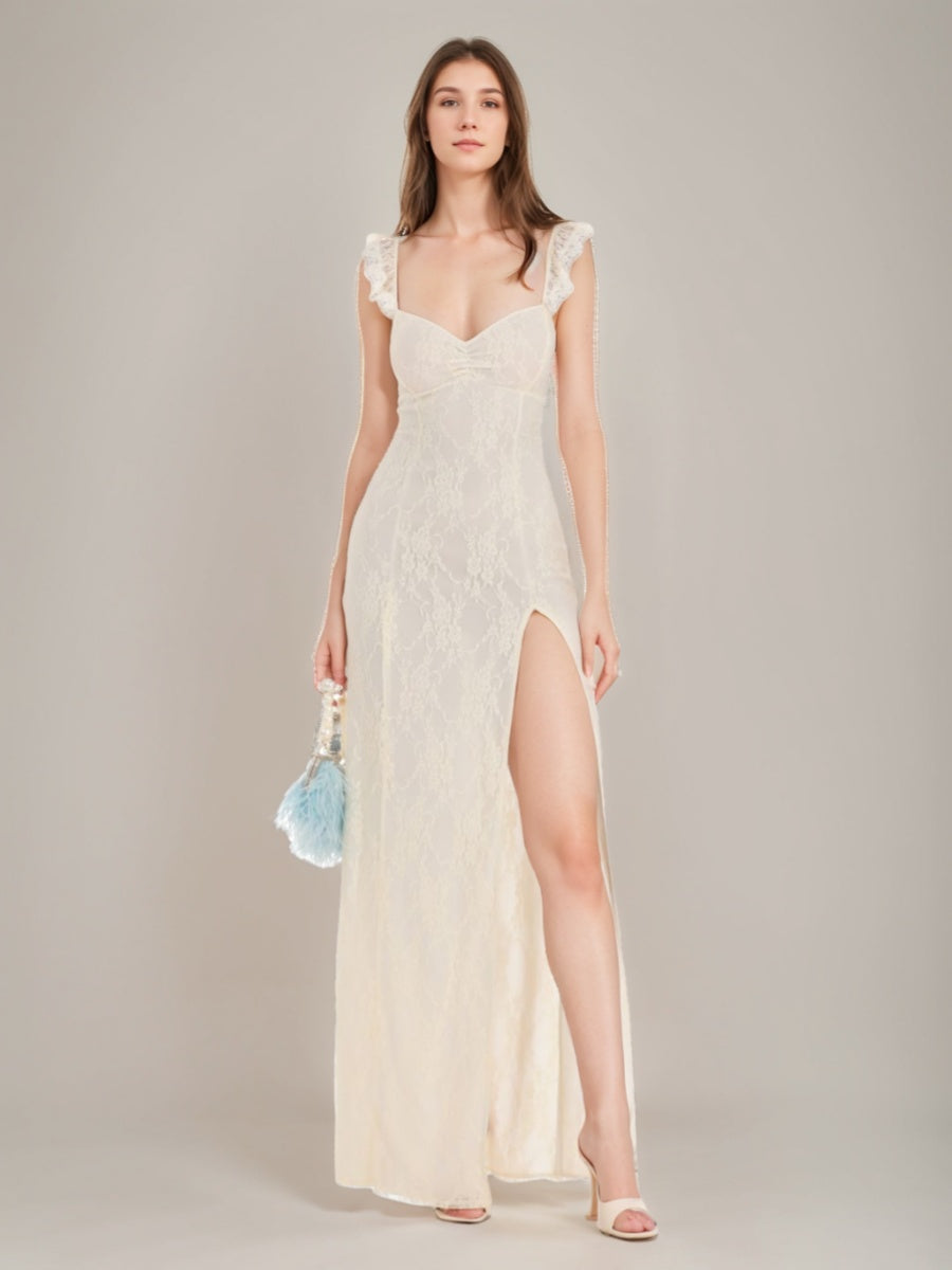 Sheath/Column Sweetheart Lace Prom Dresses with High Side/Slit BabaMila