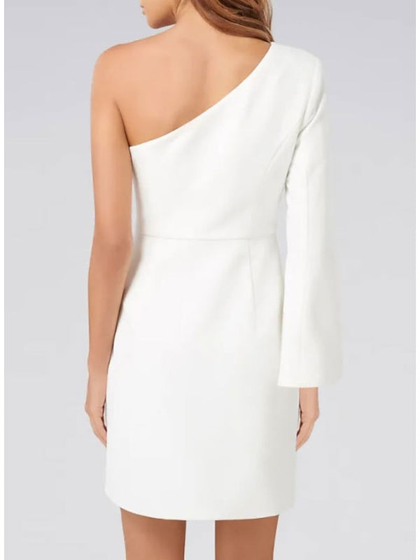 Sheath/Column One Shoulder Long Sleeve Cocktail Dresses BabaMila