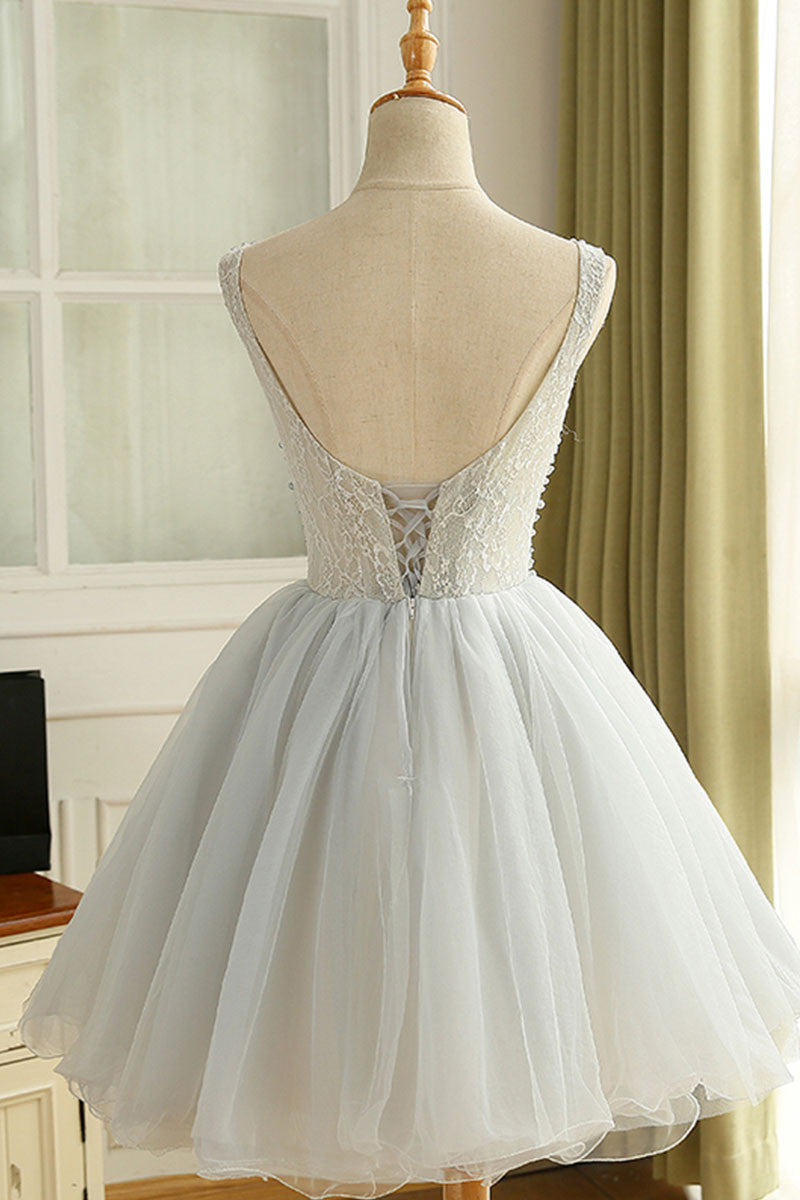 Cute Homecoming Dress Straps Scoop A-line Lace Beading Cute Short Prom Dress Party Dress Homecoming Dress BabaMila