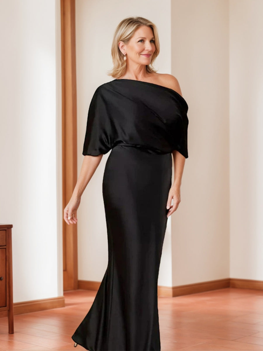 Sheath/Column One-Shoulder 1/2 Sleeves Elegant Plus Size Mother Of The Bride Dresses BabaMila