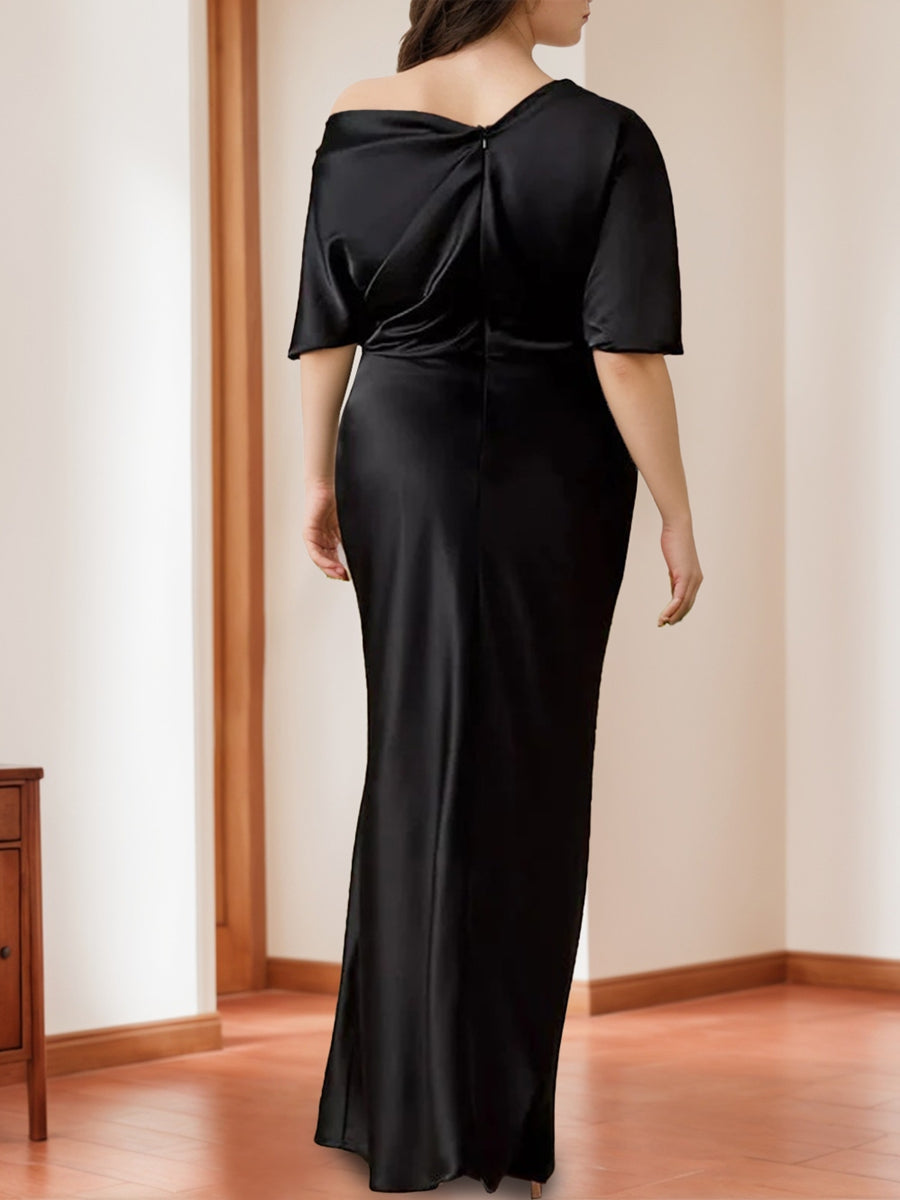 Sheath/Column One-Shoulder 1/2 Sleeves Elegant Plus Size Mother Of The Bride Dresses BabaMila