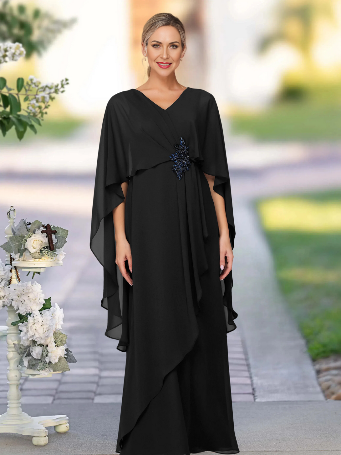 A Line Chiffon Floor Length Mother Of The Bride/Groom Dress BabaMila