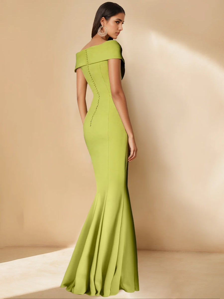 Trumpet/Mermaid Off-The-Shoulder Minimalist Mother Of The Bride Dresses With Detachable Flower BabaMila