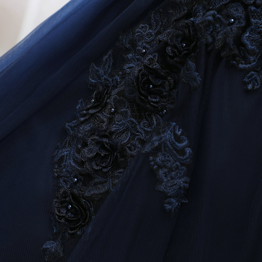 Off-the-shoulder Floor-Length Tulle/Satin Girls Birthday Dresses With 3D Flower Appliques/Belt Gidiondress
