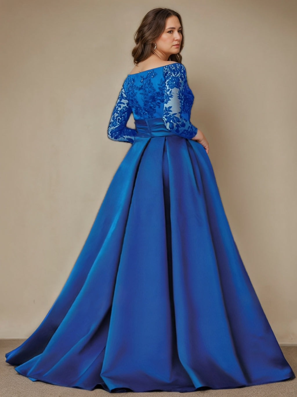 A-Line/Princess Off-The-Shoulder 3/4 Length Sleeves Floor-Length Mother Of The Bride Dresses With Split Side BabaMila
