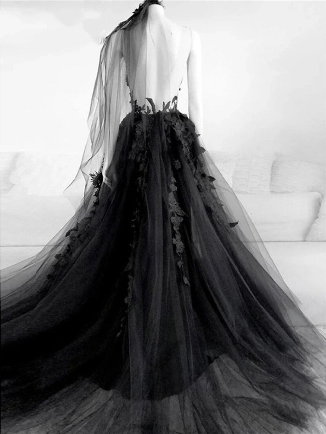 A-Line/Princess Illusion Neck Sleeveless Evening Dresses With Pleats Slit Appliques BabaMila