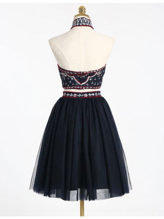 Homecoming Dress Sexy Two Pieces Embroidery Short Prom Dress Party Dress Homecoming Dress BabaMila
