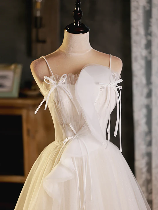 A-Line Beige Tulle Short Prom Dress, Beige Cute Homecoming Dress Homecoming Dress BabaMila