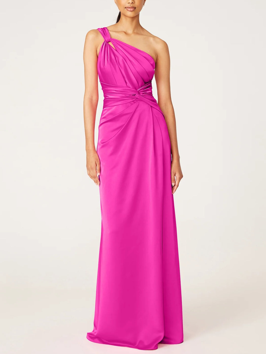 A-Line/Princess One-Shoulder Sleeveless Floor-Length Evening Dress with Ruffles/Pleated BabaMila