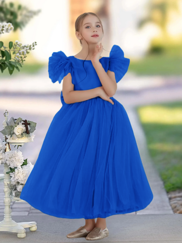 A-Line Royal Blue Ball-Gown/Princess Scoop Ankle-Length Flower Girl Dress Gidiondress Royal Blue 12M