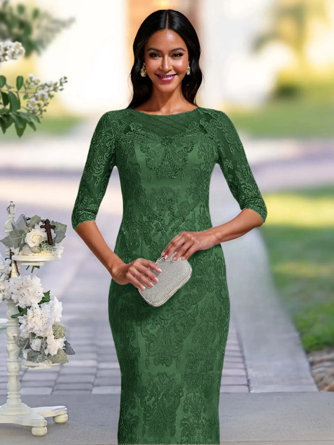 Two Pieces Sheath/Column Scoop Neck Mother Of The Bride/Groom Dresses With Lace Appliques BabaMila