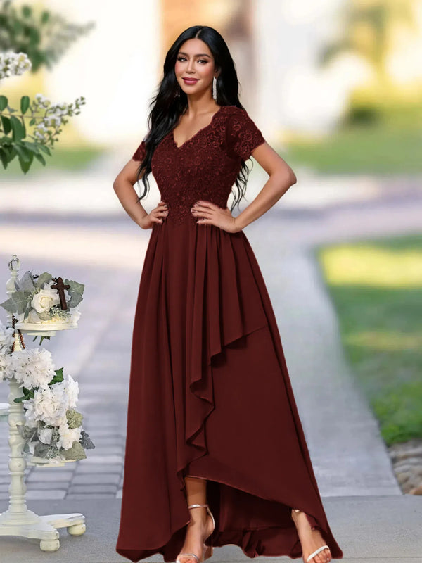 A-LINE APPLIQUES LACE ANKLE-LENGTH SATIN MOTHER OF THE BRIDE DRESS BabaMila