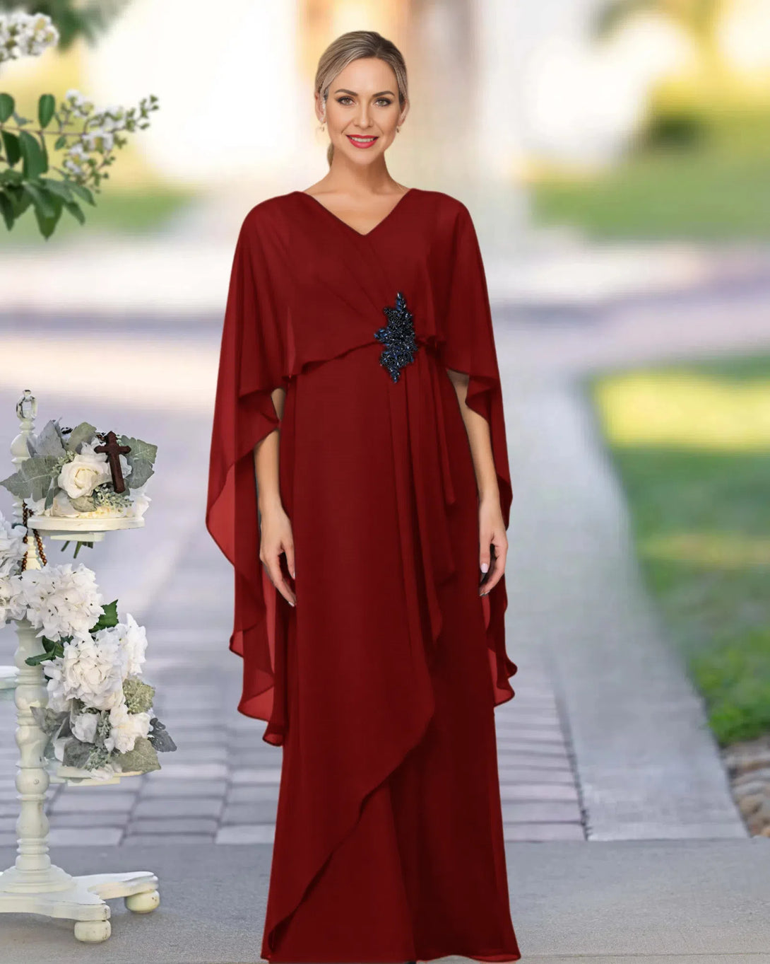A Line Chiffon Floor Length Mother Of The Bride/Groom Dress BabaMila