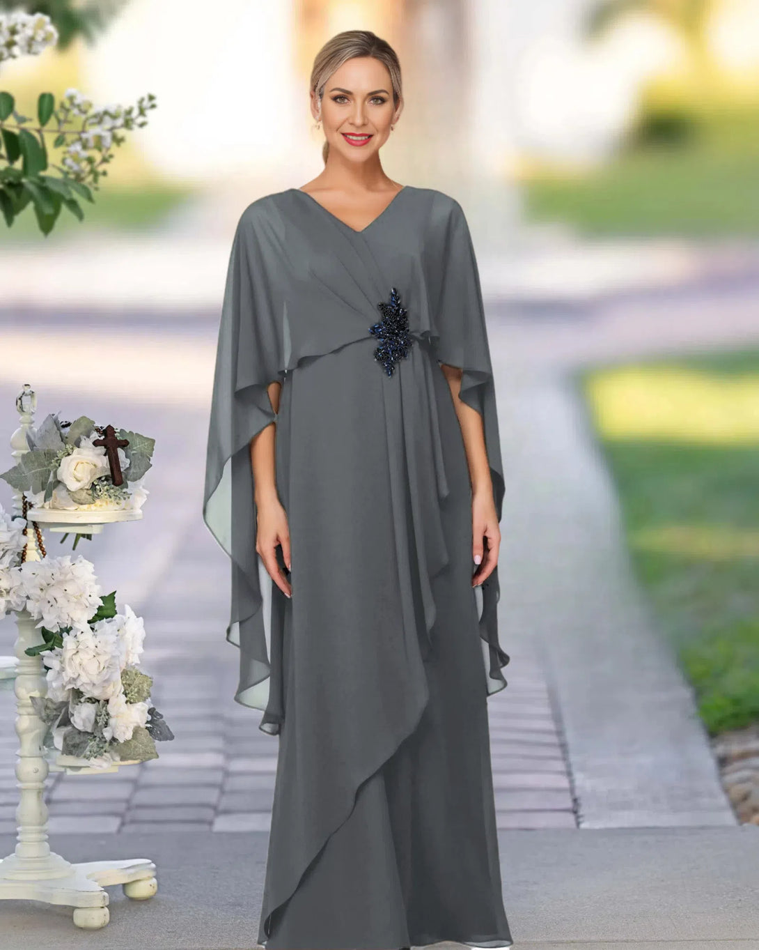 A Line Chiffon Floor Length Mother Of The Bride/Groom Dress BabaMila