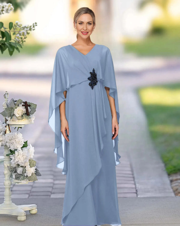 A Line Chiffon Floor Length Mother Of The Bride/Groom Dress BabaMila