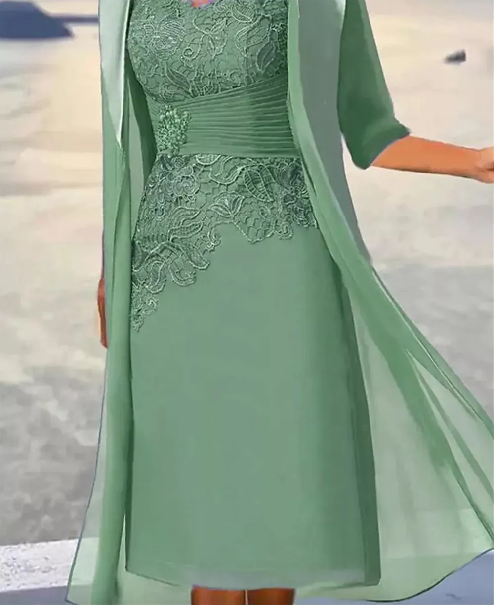 Dusty Blue Short Mother of the Bride Dresses with Jacket A-line Chiffon BabaMila